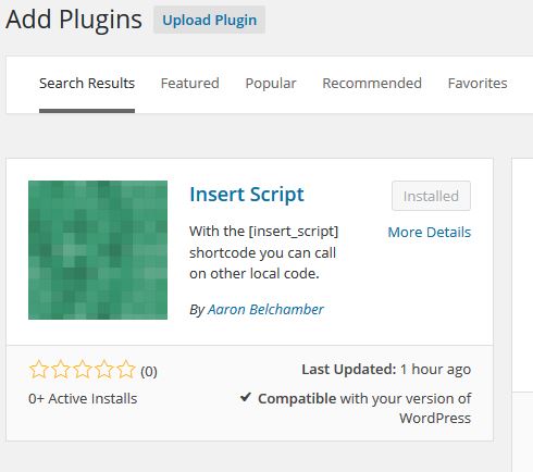 “Insert Script” Simple WordPress Plug-in