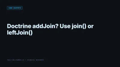 Title card: Doctrine addJoin? Use join() or leftJoin()