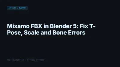 Title card: Mixamo FBX in Blender 5: Fix T-Pose, Scale and Bone Errors