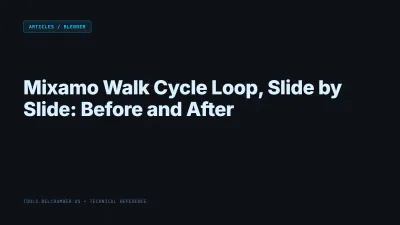 Title card: Mixamo Walk Cycle Loop, Slide by Slide: Before and After