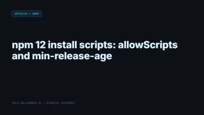Title card: npm 12 install scripts: allowScripts and min-release-age