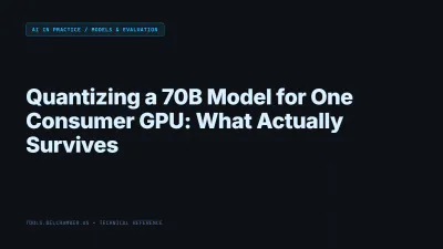 A VRAM table comparing Q4_K_M, Q3_K_M and IQ2_XS quantization sizes for a 70B model on a 24GB GPU.