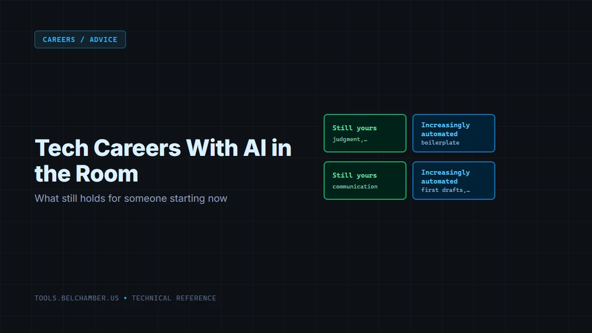 Diagram: two columns, judgment and communication skills that still belong to a person, against boilerplate and first drafts that are increasingly automated.