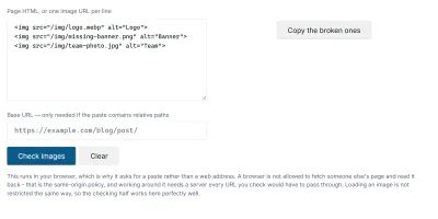 The broken image checker in use