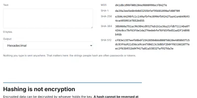 The encryption and hashing in use