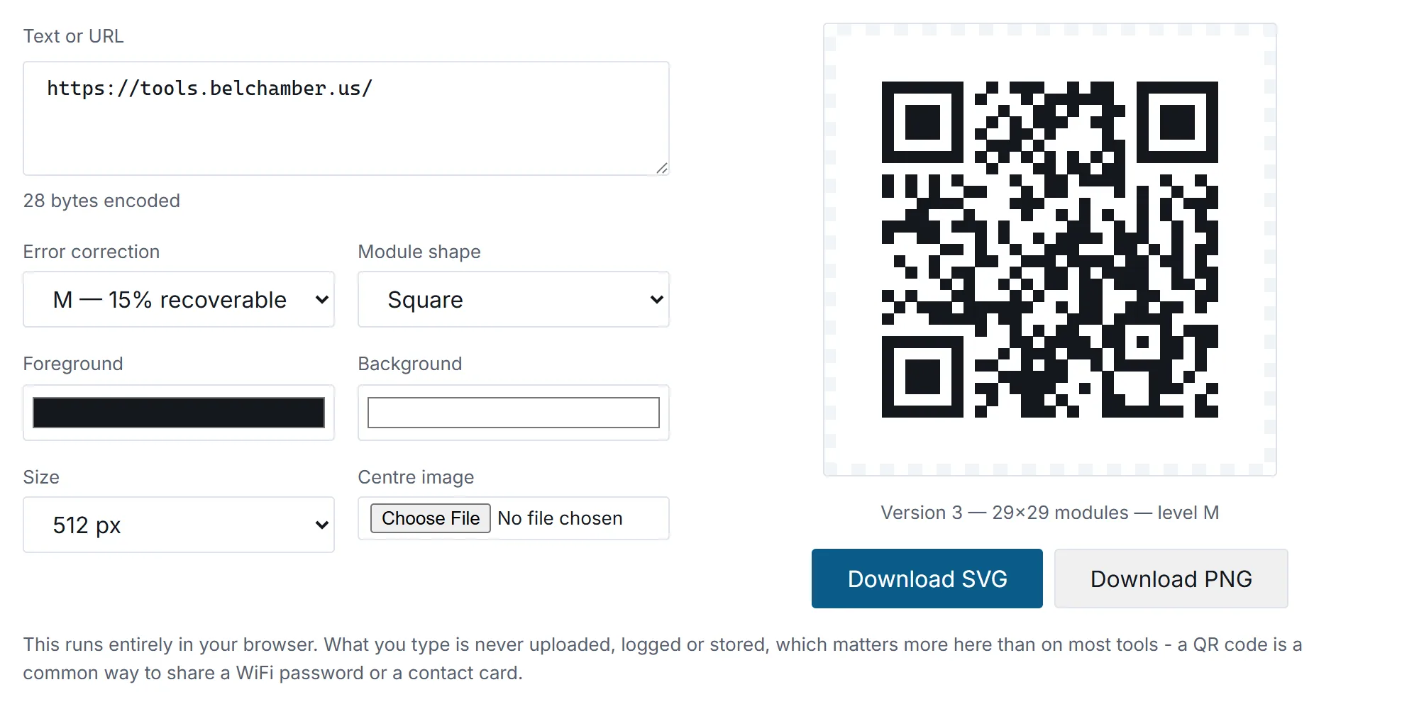 The qR code generator in use