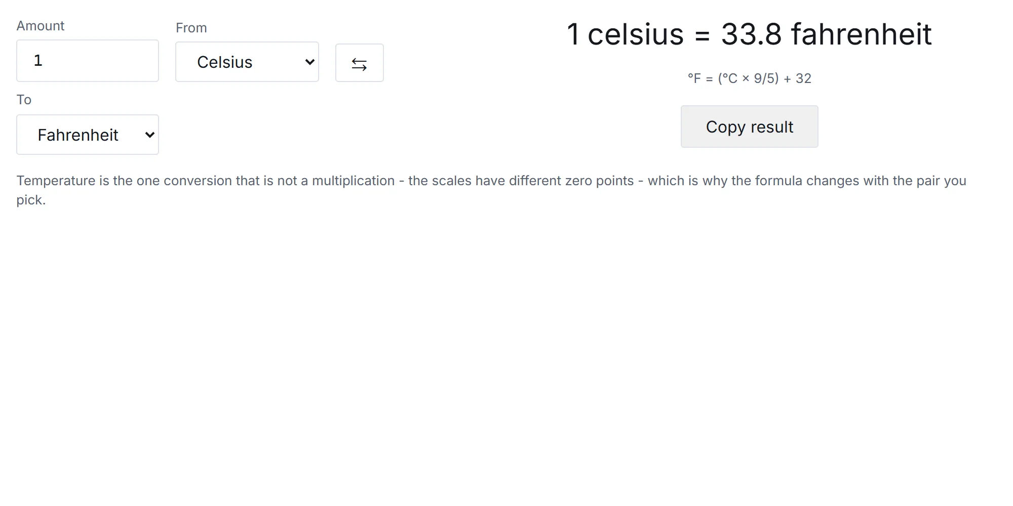 The temperature converter in use