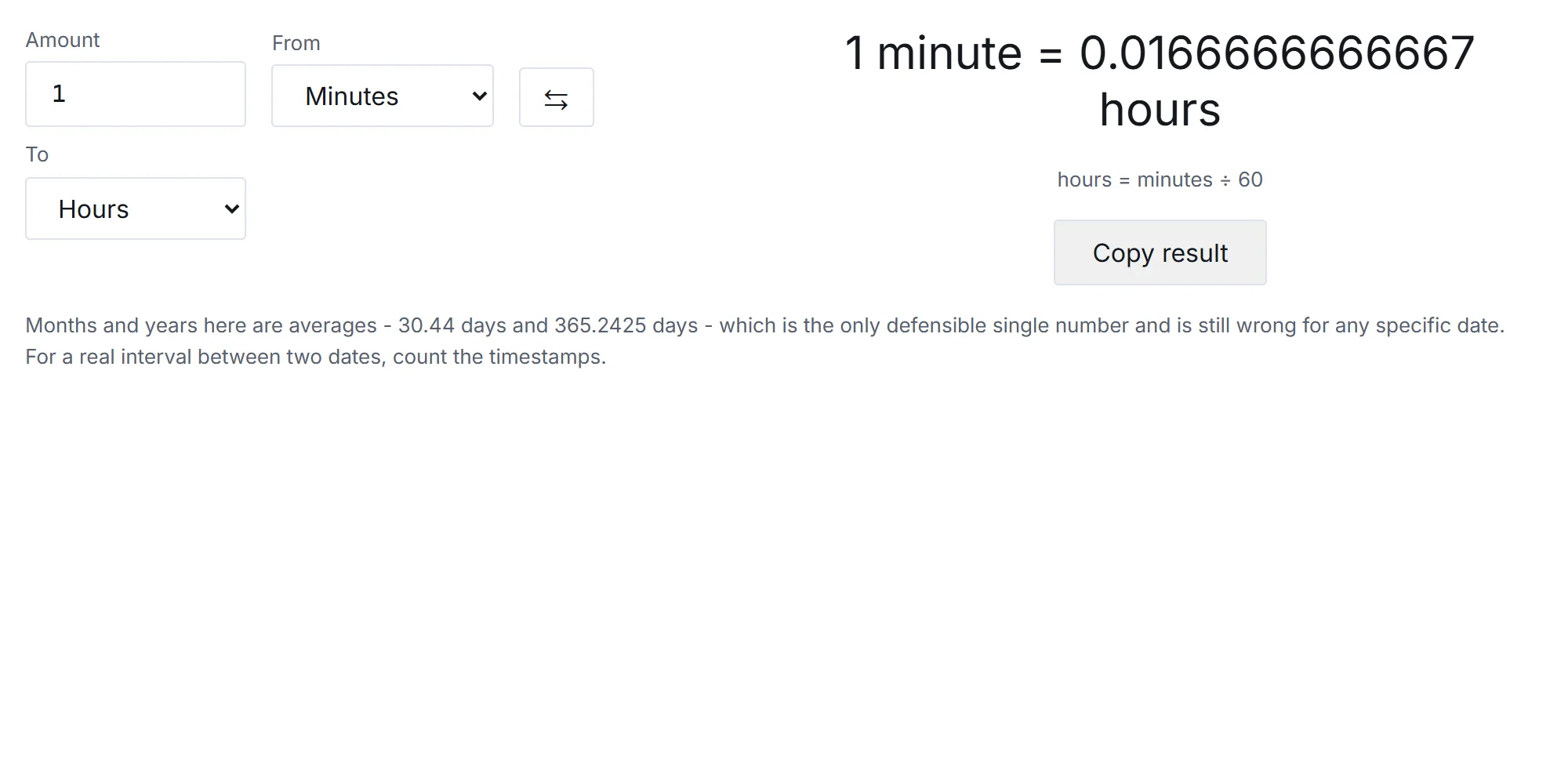 The time converter in use