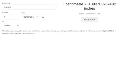 The unit converter in use